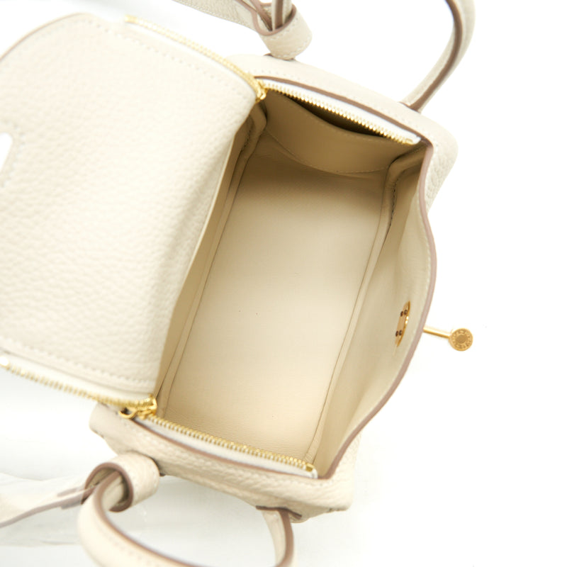 Hermes Mini Lindy Clemence Craie GHW Stamp Z