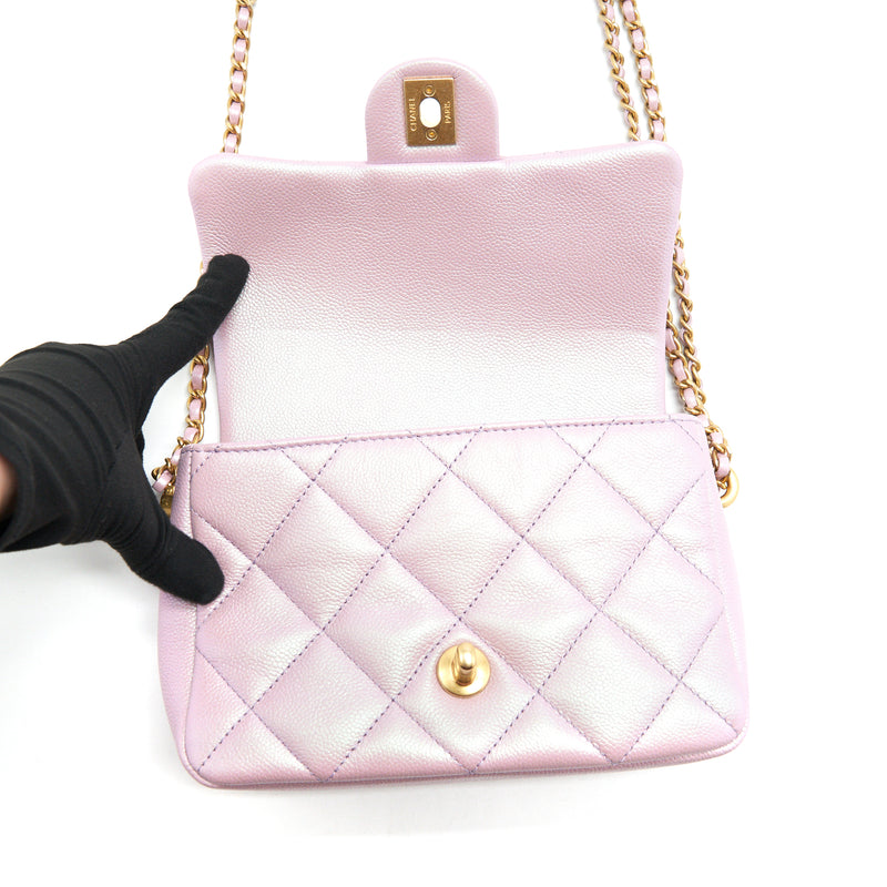 Chanel 21K My Perfect Mini Flap Bag Caviar Pink GHW (Microchip)