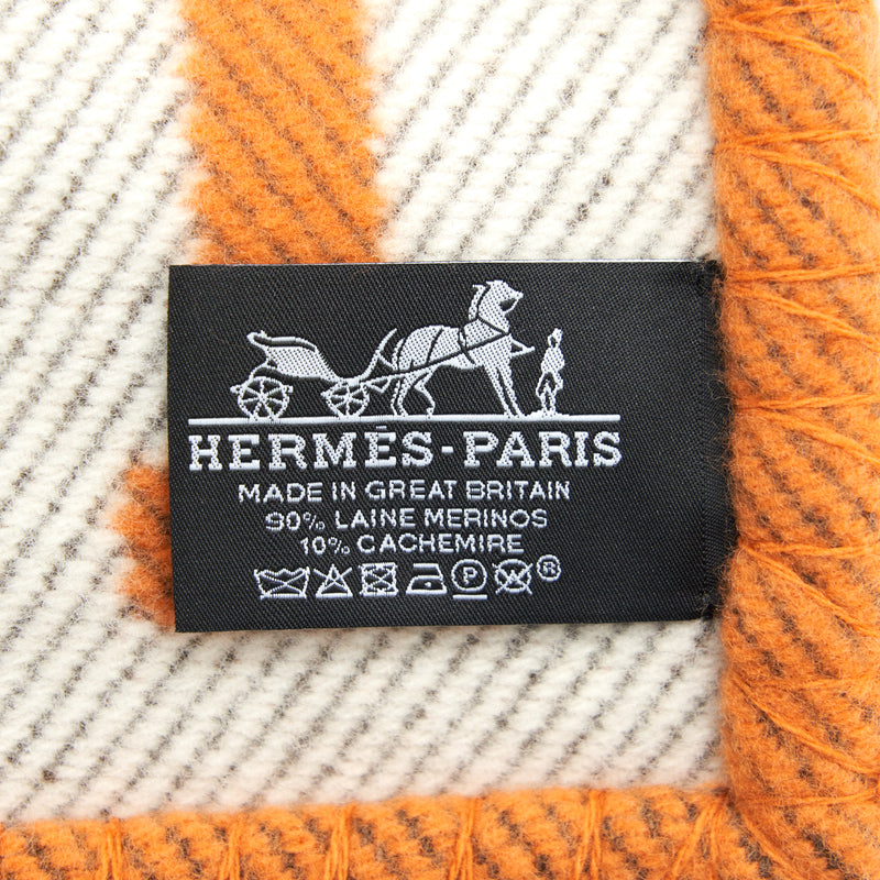 Hermes Avalon Throw Blanket Ecru/ Potiron