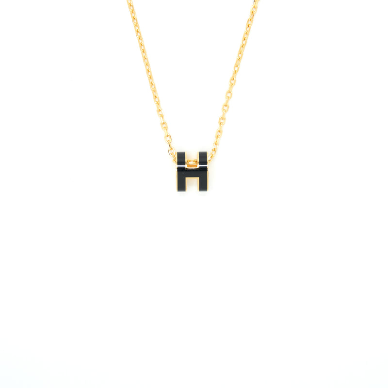 Hermes Mini Pop H Necklace Black GHW
