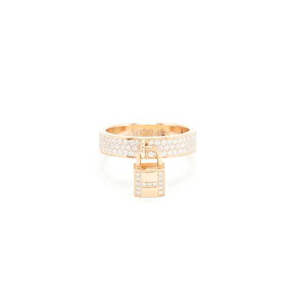 Hermes Size 52 Bague Kelly Clochette MM Ring , Rose Gold With Diamonds