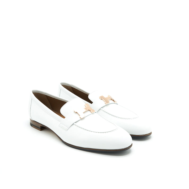 Hermes Paris Loafer Blanc RGHW size38.5