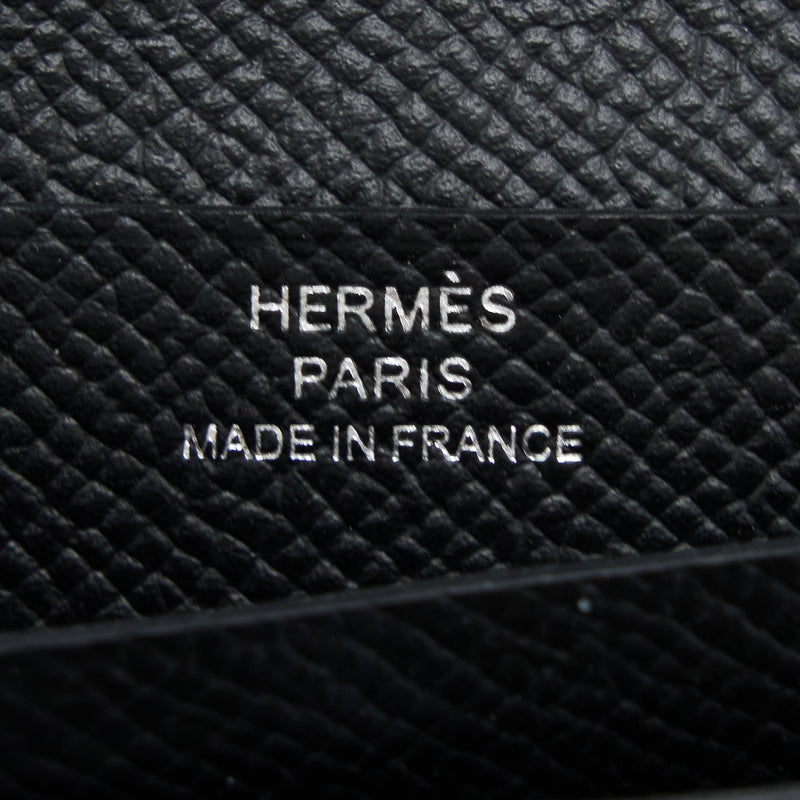 Hermes Bearn Compact Wallet Epsom Black SHW Stamp Z