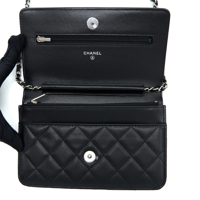 Chanel Classic Wallet on Chain Lambskin Black SHW (Microchip)