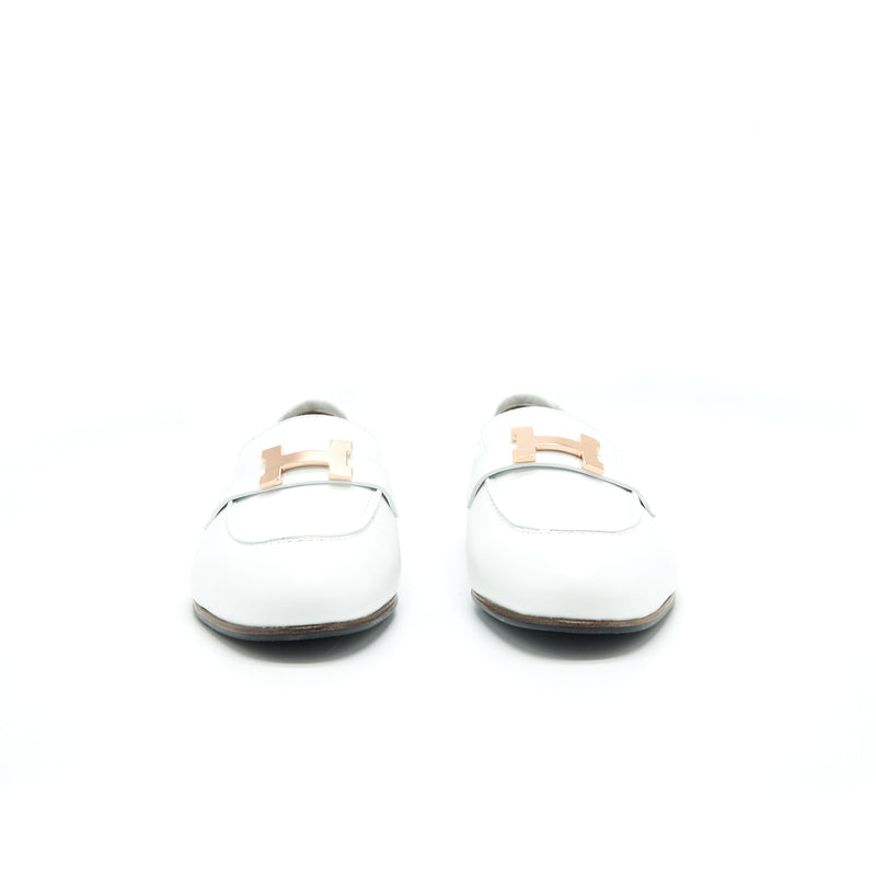 Hermes Paris Loafer Blanc RGHW size38.5