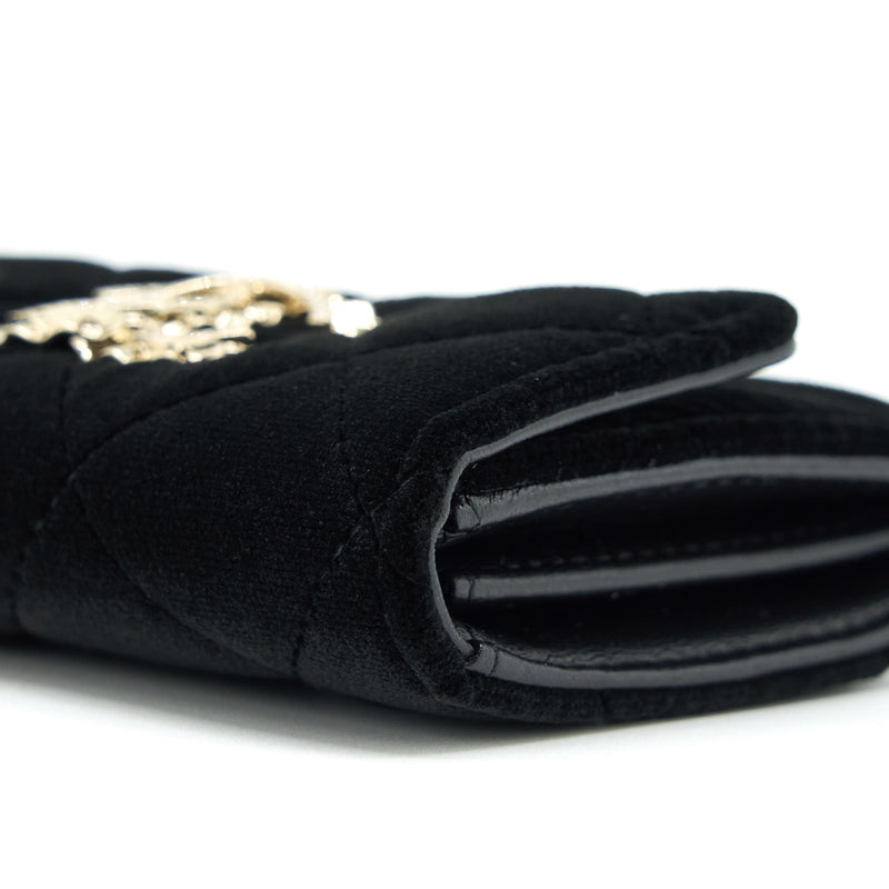 Chanel Small Flap Wallet Velvet Black LGHW