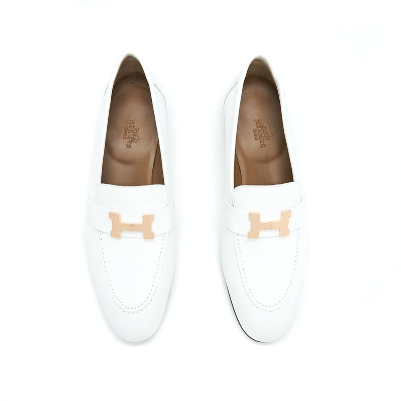 Hermes on sale white loafers