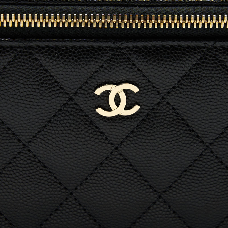 Chanel Caviar Long Vanity With Chain Caviar Black LGHW