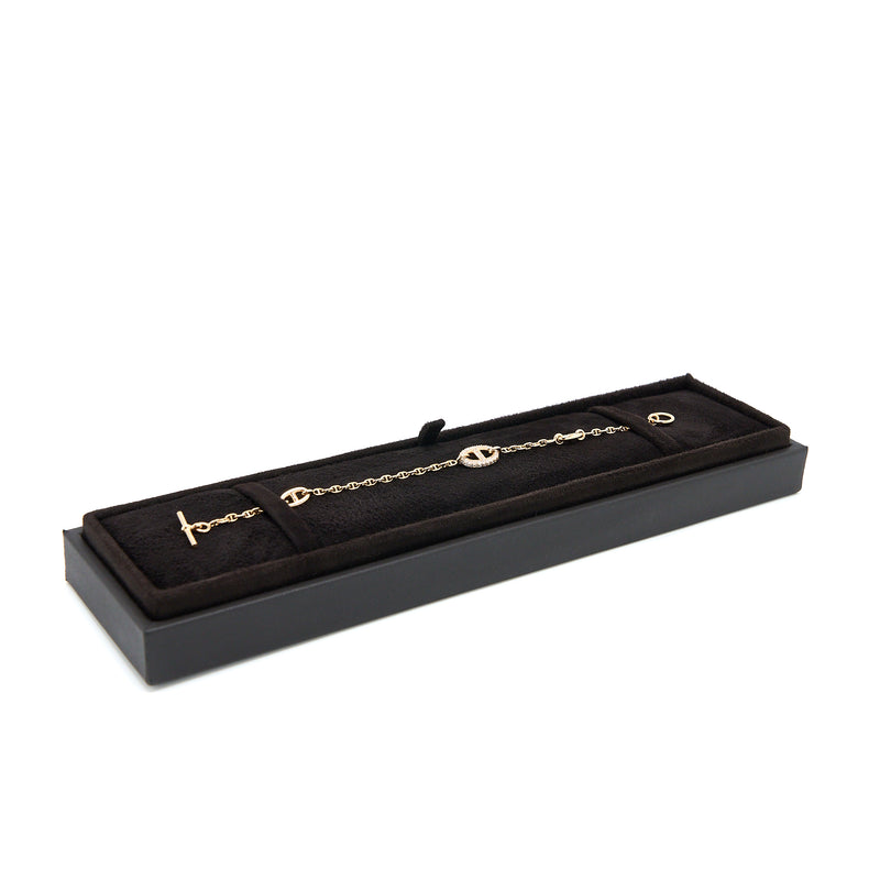 Hermes Size ST New Farandole Bracelet Rose Gold With Diamonds And Toggle Closure
