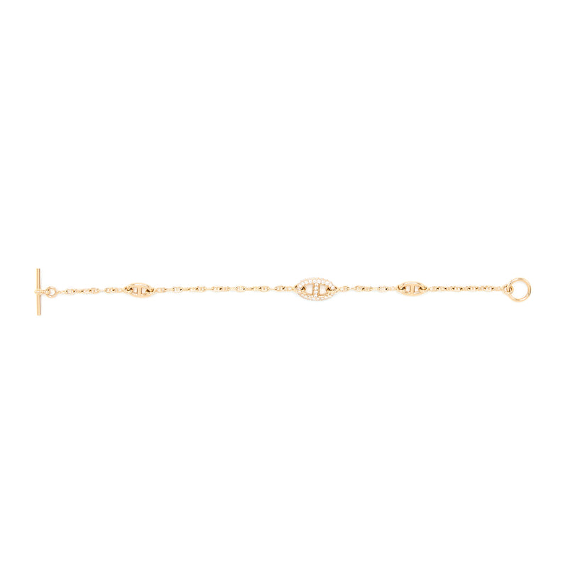 Hermes Size ST New Farandole Bracelet Rose Gold With Diamonds And Toggle Closure