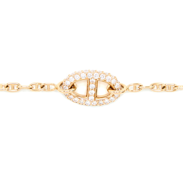 Hermes Size ST New Farandole Bracelet Rose Gold With Diamonds And Toggle Closure