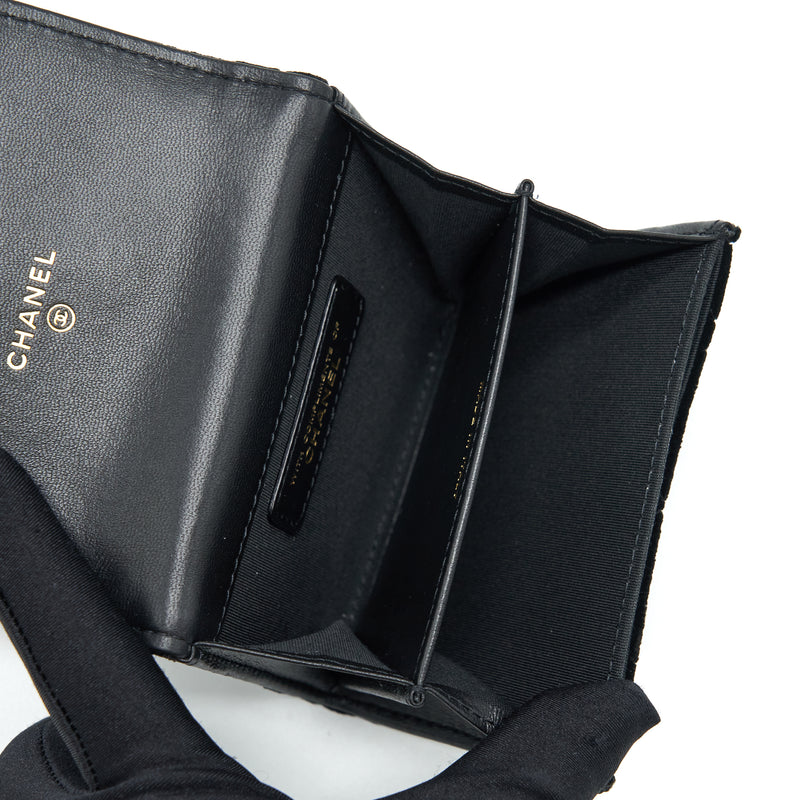 Chanel Small Flap Wallet Velvet Black LGHW