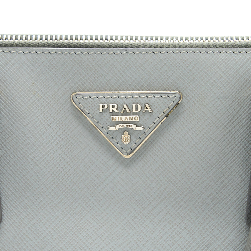 Prada Double Zip Tote Bag Saffiano Calfskin Multicolour Grey SHW