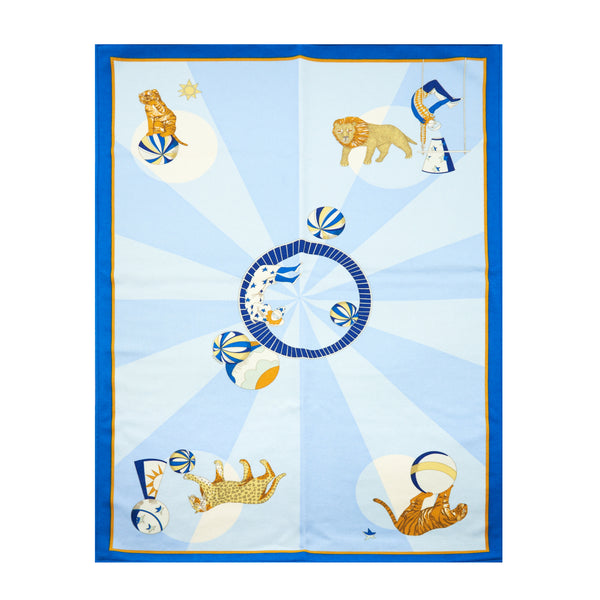 Hermes Circus Cashmere Blanket 70 x 95cm Blue/Multicolour