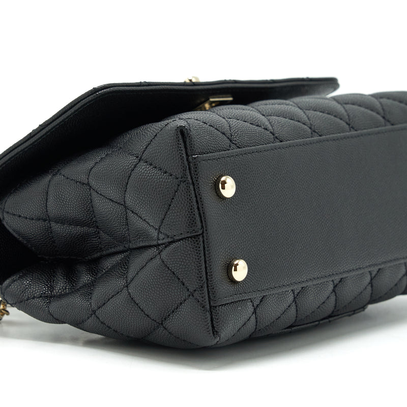 Chanel 22P Small Coco Handle Caviar Black LGHW (Microchip)
