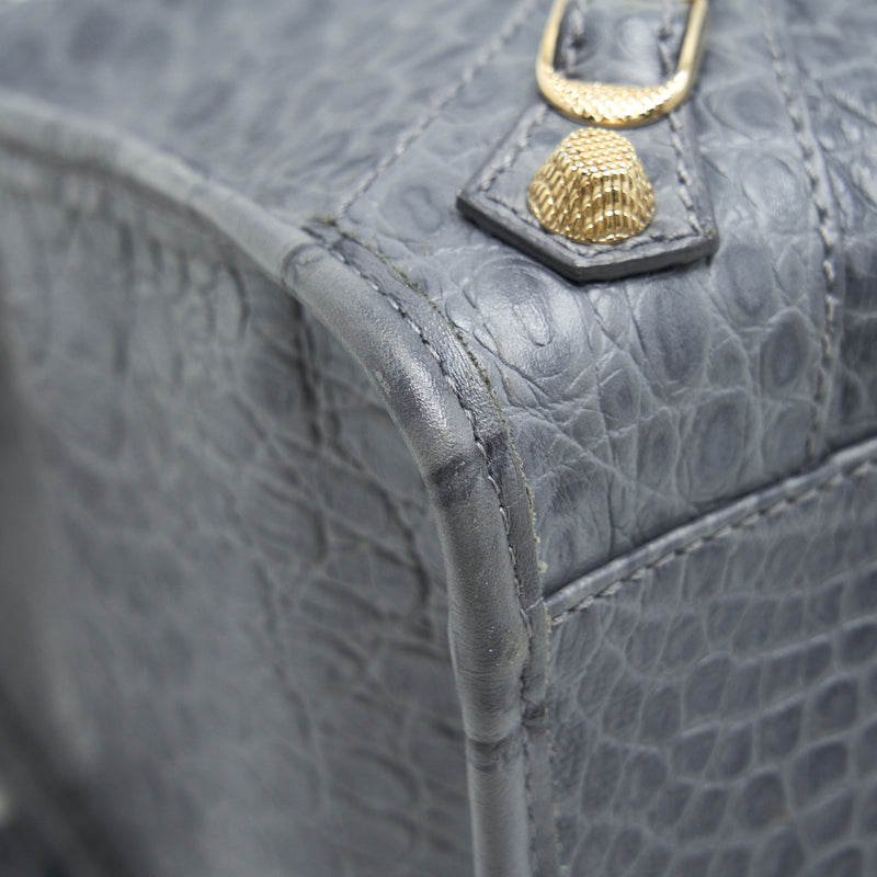 Balenciaga Medium Embossed Calfskin Bag in Grey SHW