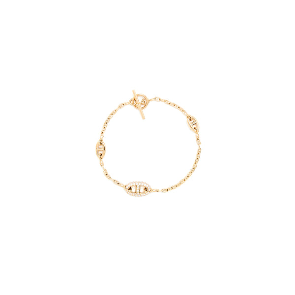 Hermes Size ST New Farandole Bracelet Rose Gold With Diamonds And Toggle Closure