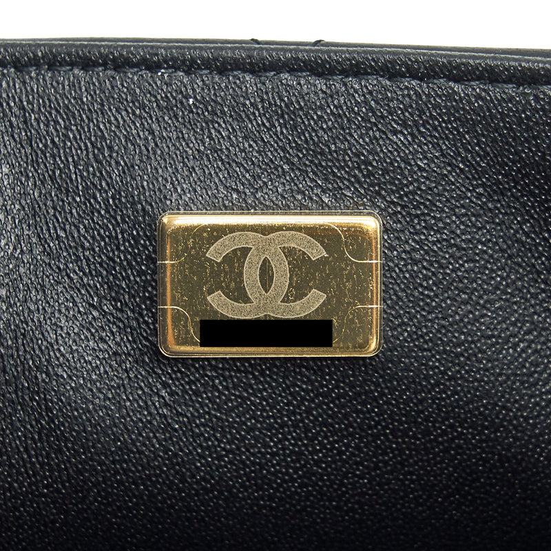 Chanel Mini Square Flap Bag Lambskin Black LGHW (Microchip)