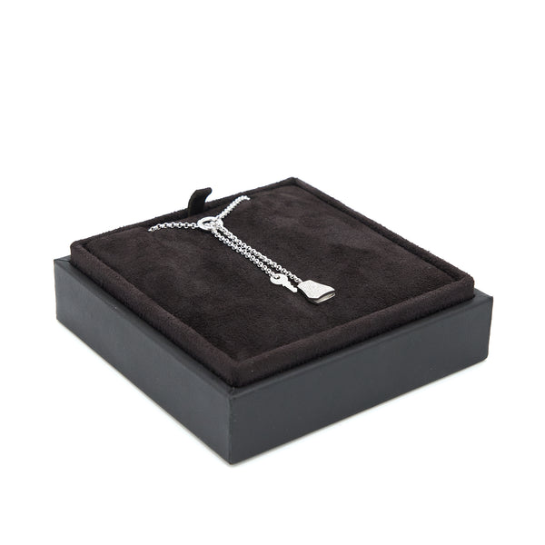 Hermes Kelly Clochette Necklace, Small Model White Gold With Diamonds