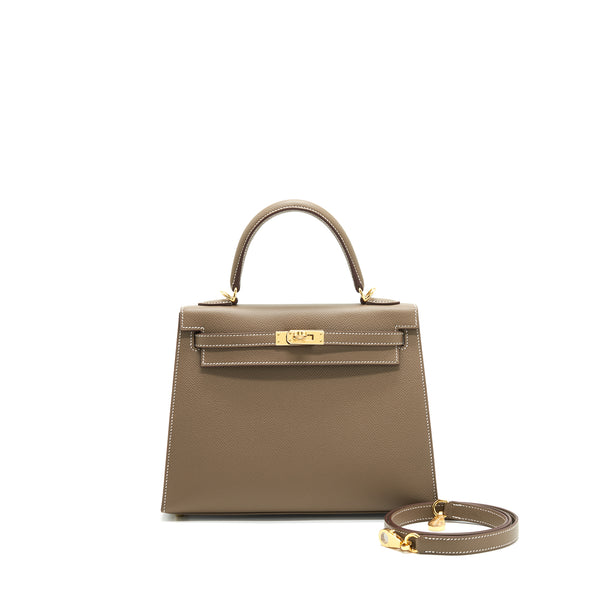Hermes Kelly 25 sellier Etoupe GHW stamp Z Epsom leather