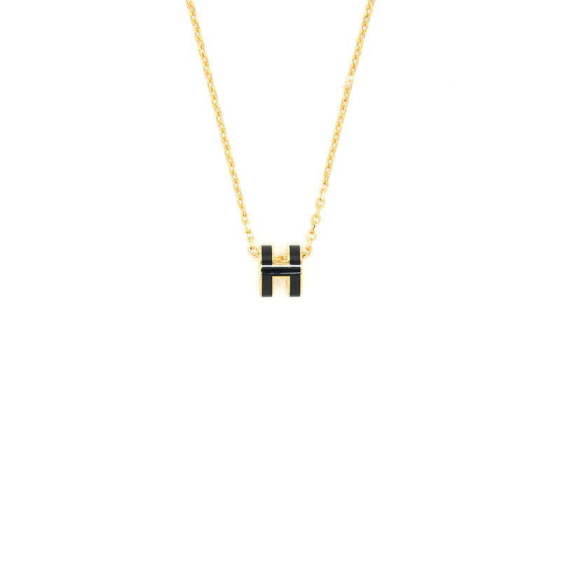 Hermes Mini Pop H Pendant Black GHW