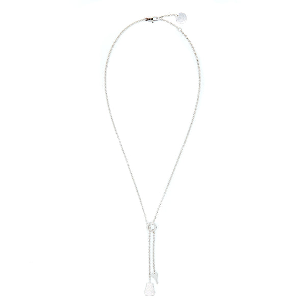 Hermes Kelly Clochette Necklace, Small Model White Gold With Diamonds