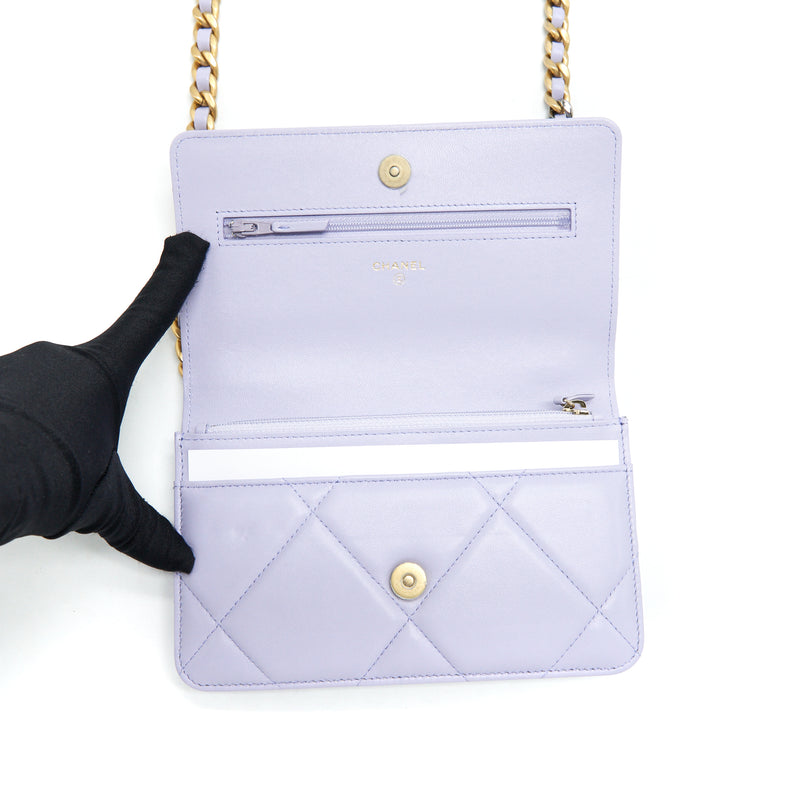 Chanel 19 Wallet On Chain Lambskin Light Purple GHW (Microchip)
