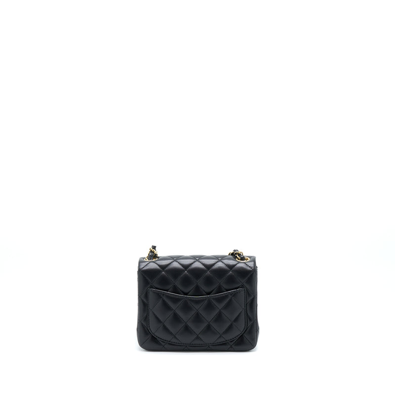 Chanel Mini Square Flap Bag Lambskin Black LGHW (Microchip)