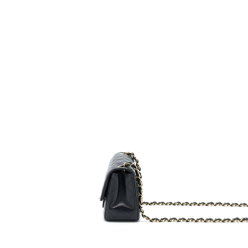 Chanel Mini Square Flap Bag Lambskin Black LGHW (Microchip)