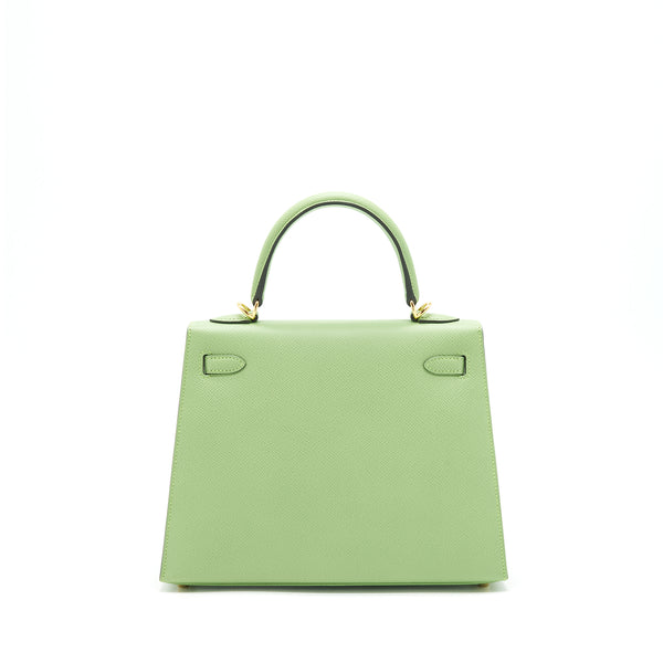 Hermes Kelly 25 Sellier Epsom vert criquet GHW stamp Z