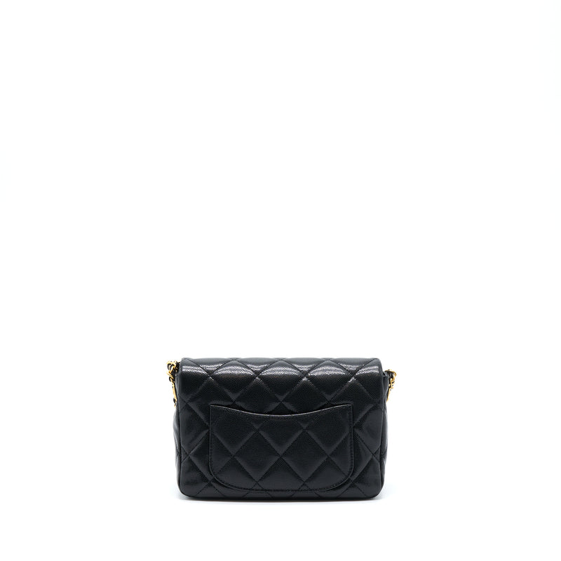 Chanel 22A Small Flap Bag Caviar Black Brushed Gold Hardware(Microchip)