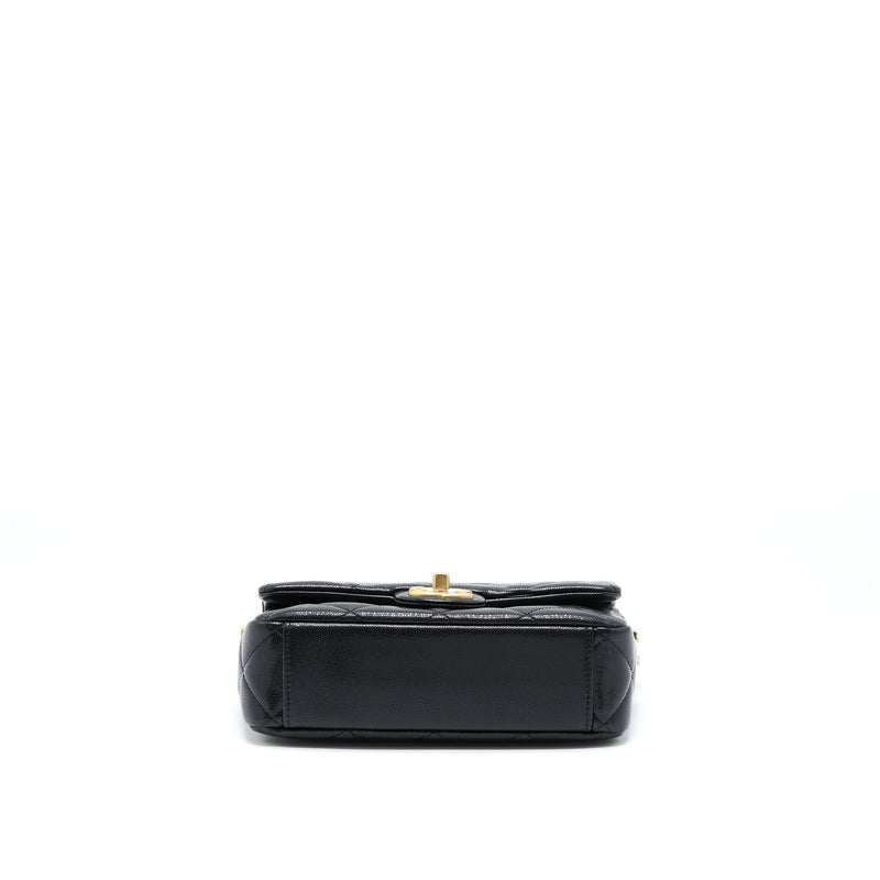 Chanel 22A Small Flap Bag Caviar Black Brushed Gold Hardware(Microchip)