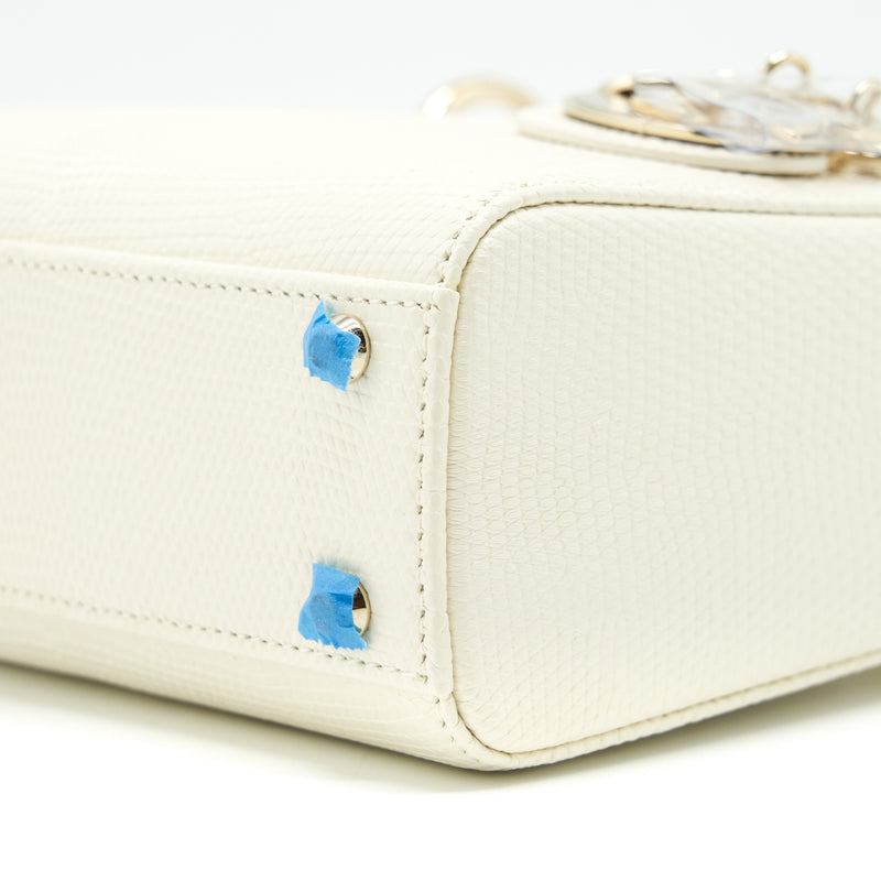 Dior Lizard Mini Lady Dior White  LGHW