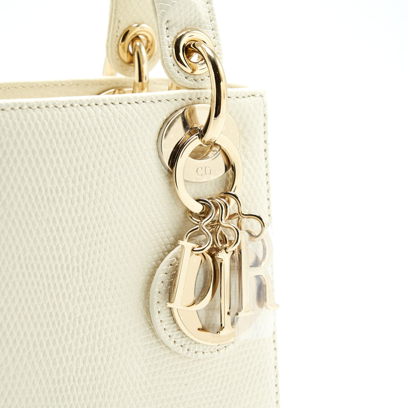 Dior Lizard Mini Lady Dior White  LGHW