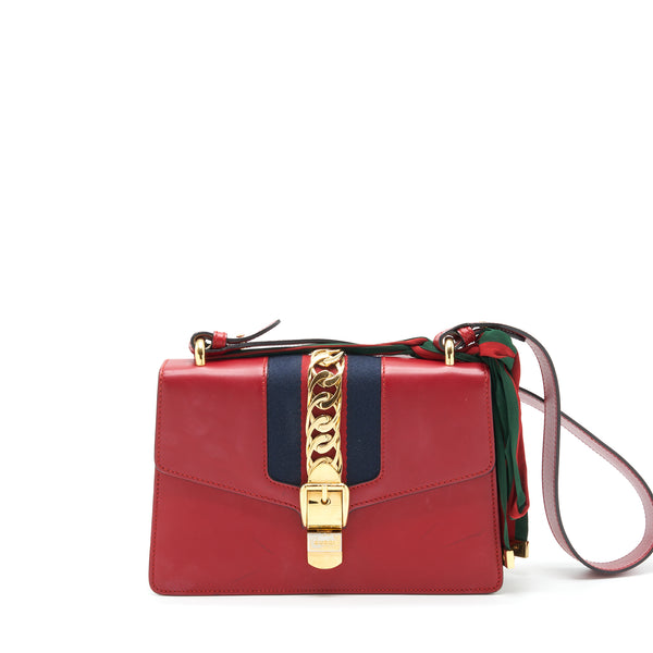 Gucci Small Sylvie Shoulder Bag Red GHW