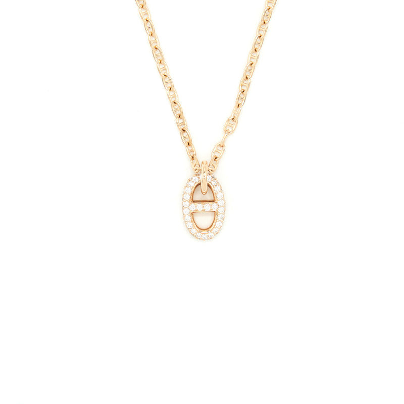 Hermes New Farandole PM Necklace Size SH Rose Gold With Diamonds