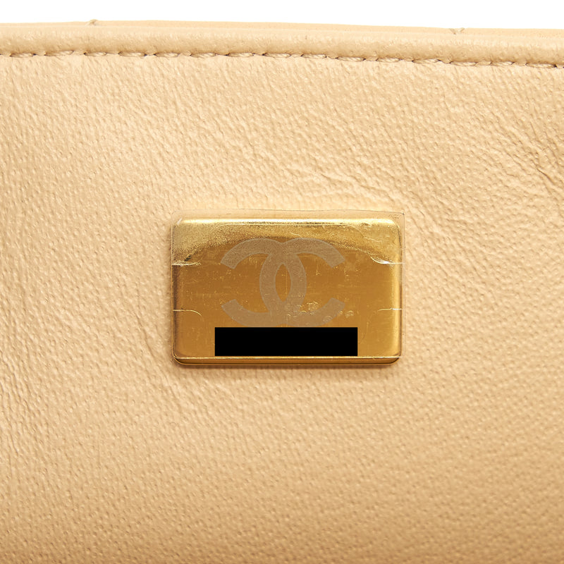 Chanel Mini Rectangular Lambskin Beige LGHW(Microchip)