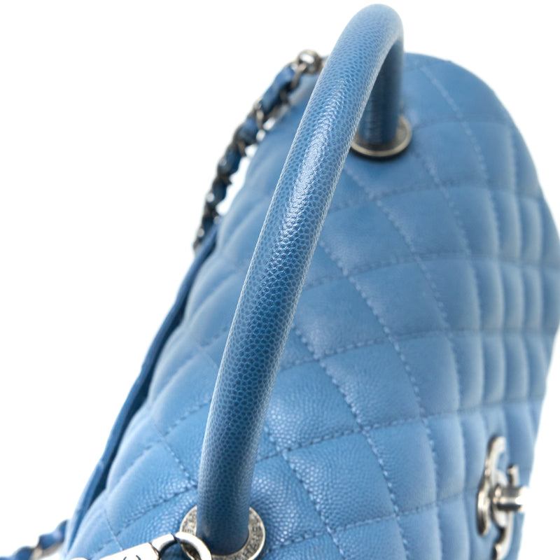 Chanel Medium Coco Handle Caviar Blue Ruthenium SHW