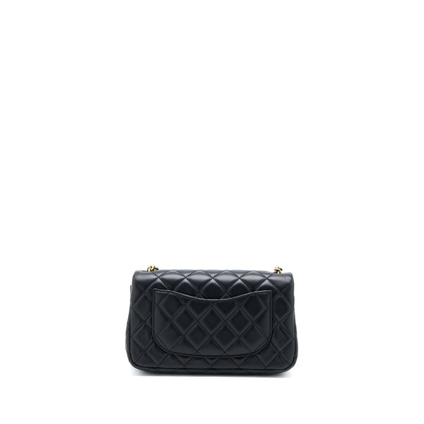 Chanel Pearl Crush Mini Rectangular Flap Bag Lambskin Black Brushed GHW