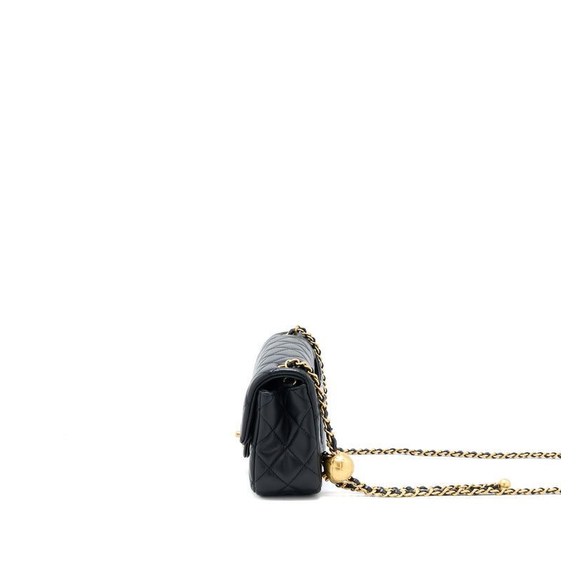 Chanel Pearl Crush Mini Rectangular Flap Bag Lambskin Black Brushed GHW