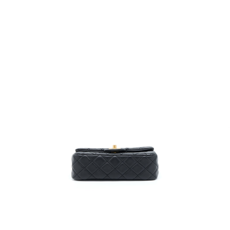 Chanel Pearl Crush Mini Rectangular Flap Bag Lambskin Black Brushed GHW