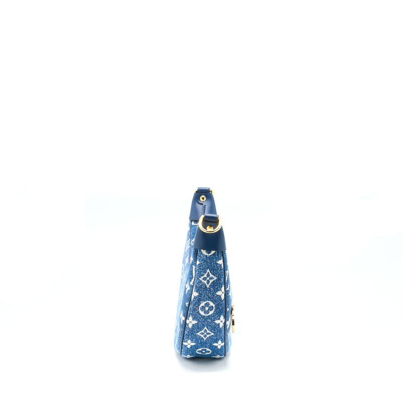 Louis Vuitton Half-Moon Loop Baguette Handbag Denim Blue GHW