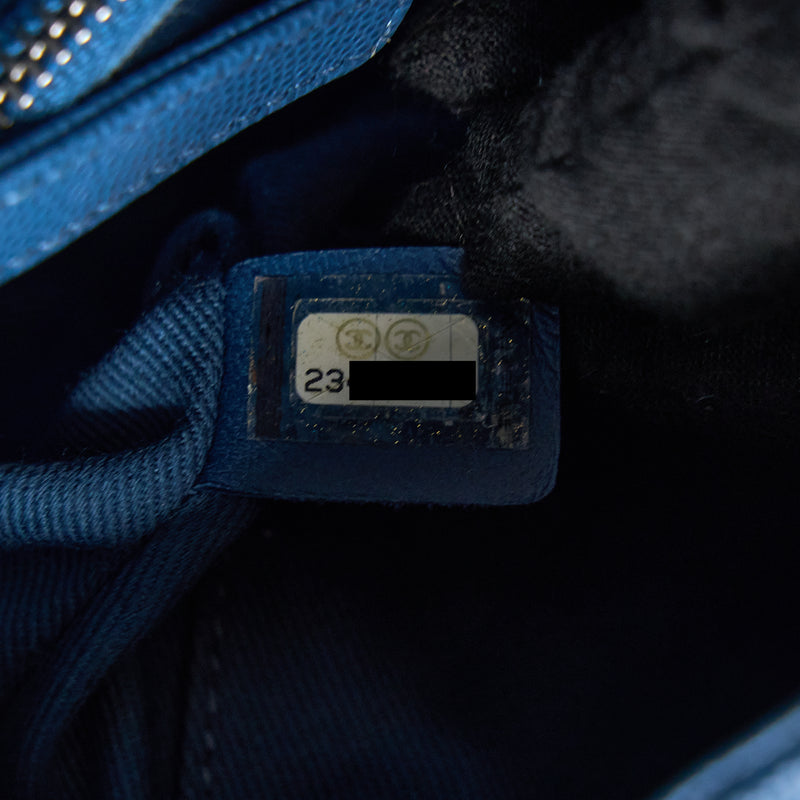 Chanel Medium Coco Handle Caviar Blue Ruthenium SHW