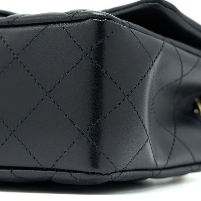 Chanel Classic Mini Rectangular Flap Bag Lambskin Black LGHW (Microchip)