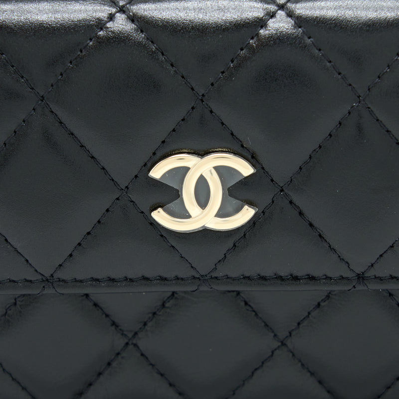 Chanel Chevron Trendy CC Top Handle Flap Bag Lambskin Black LGHW