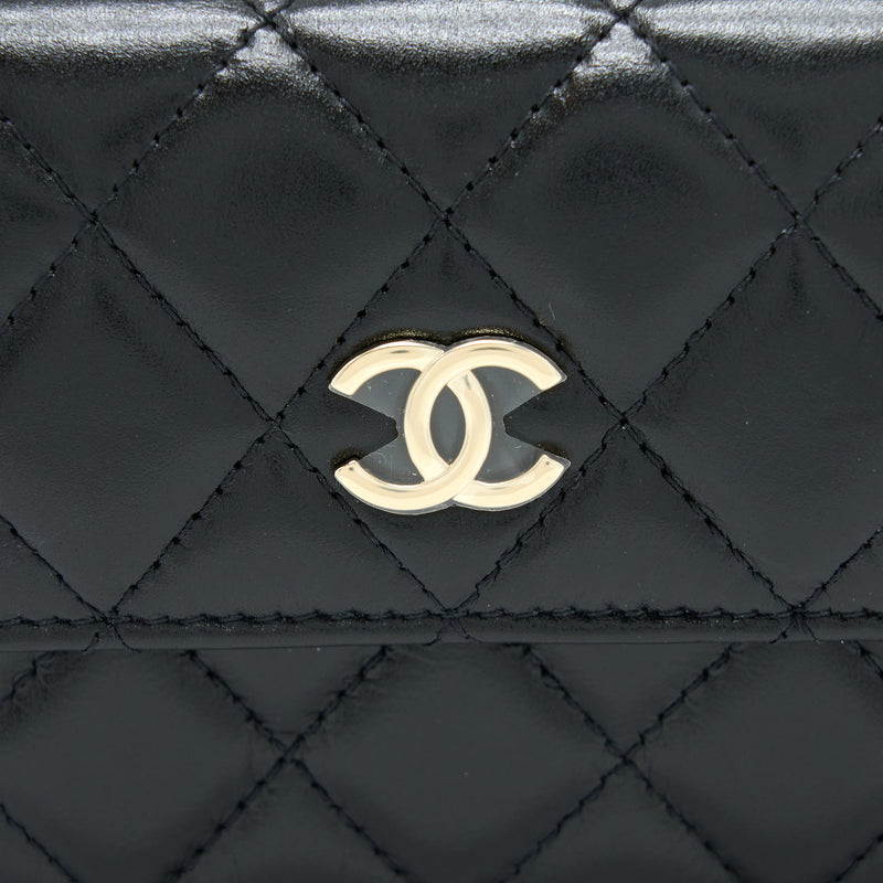 Chanel Mini Flap Bag with Giant Pearl Chain Lambskin Black LGHW