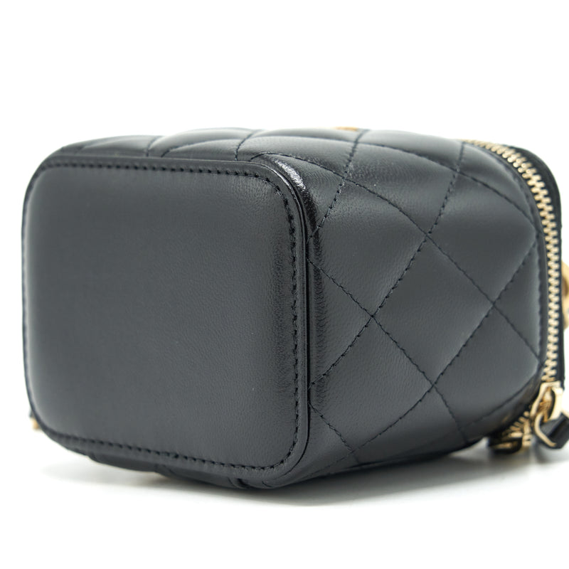 Chanel Top Handle Mini Vanity Case Lambskin Black GHW