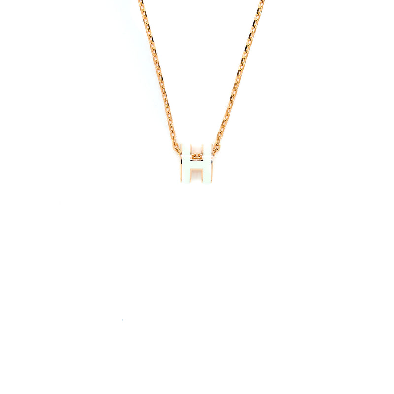 Hermes Mini Pop H Pendant Vert Fizz Rose Gold Tone