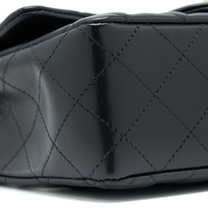 Chanel Classic Mini Rectangular Flap Bag Lambskin Black LGHW (Microchip)