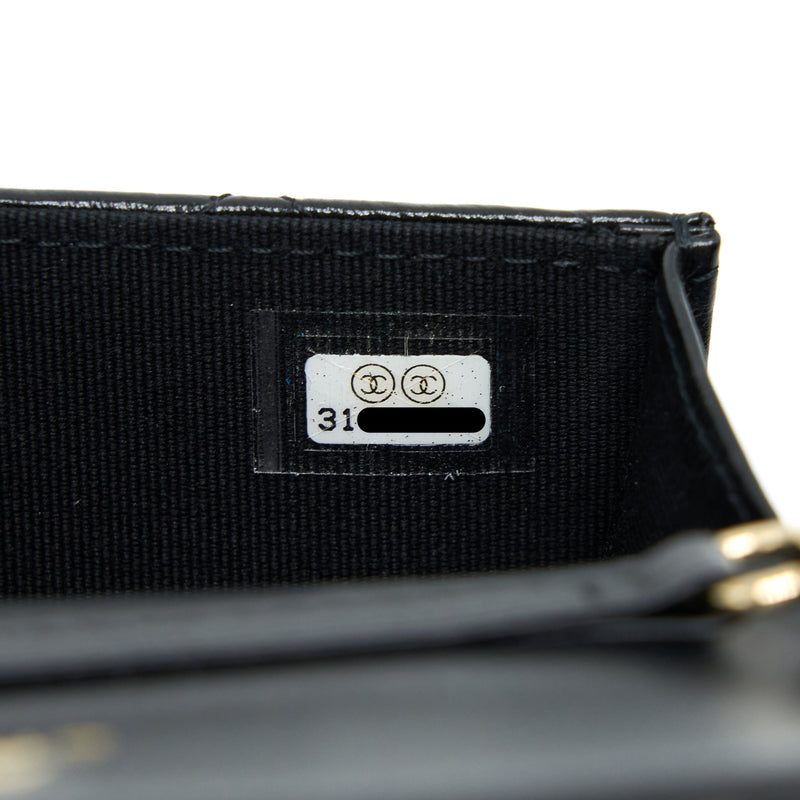 Chanel Mini Flap Bag with Giant Pearl Chain Lambskin Black LGHW